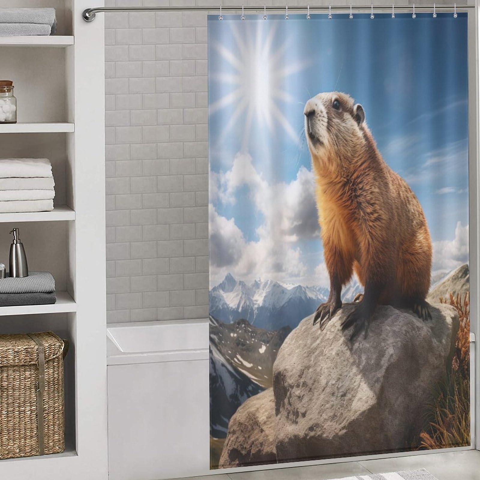 Rideau de douche marmotte 140x183 cm en polyester imperméable