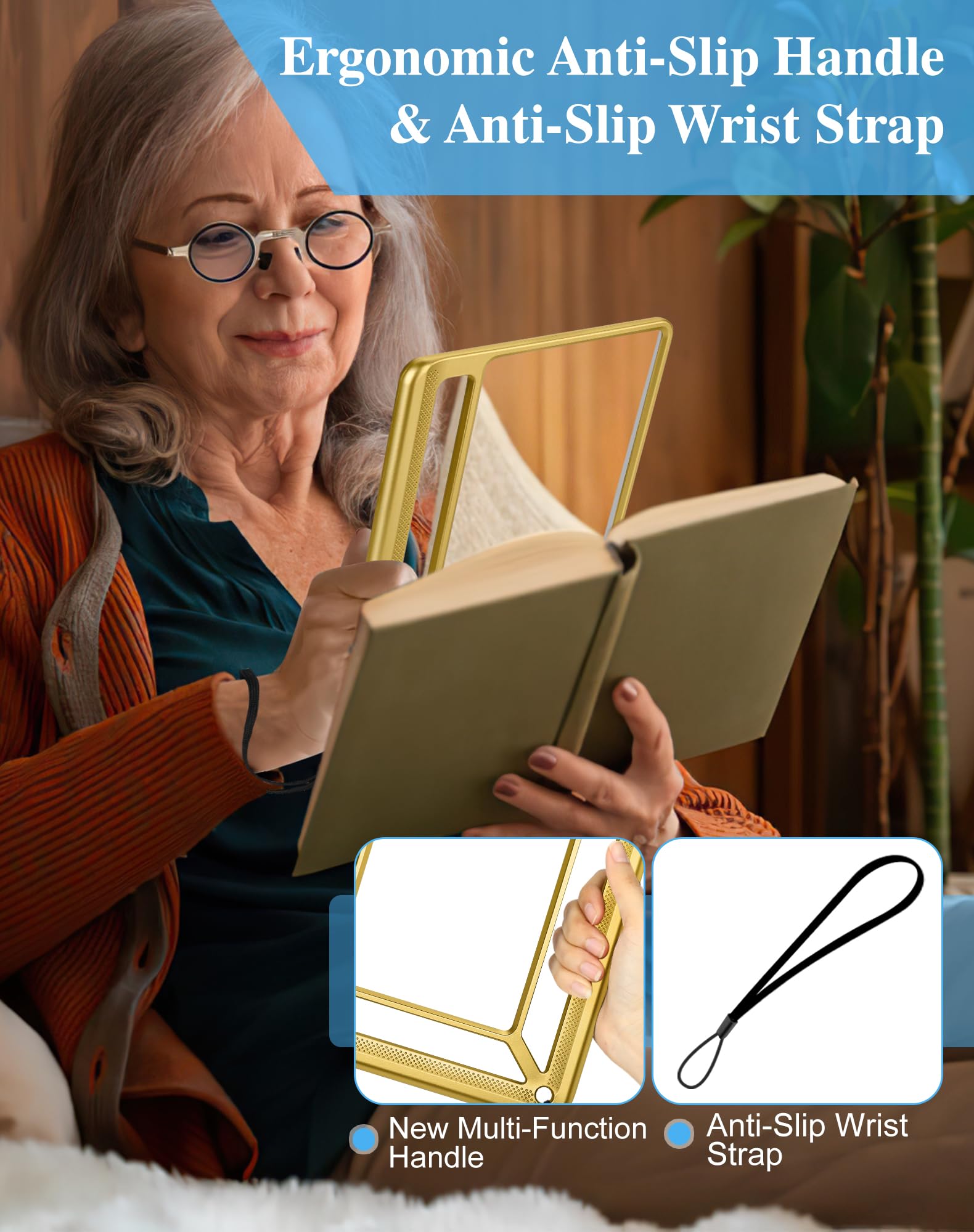 Tobegiga 5X Full Page Magnifying Glass for Reading Lightweight Rectangular Magnifier with Large Book Page Viewing Area - Image 3