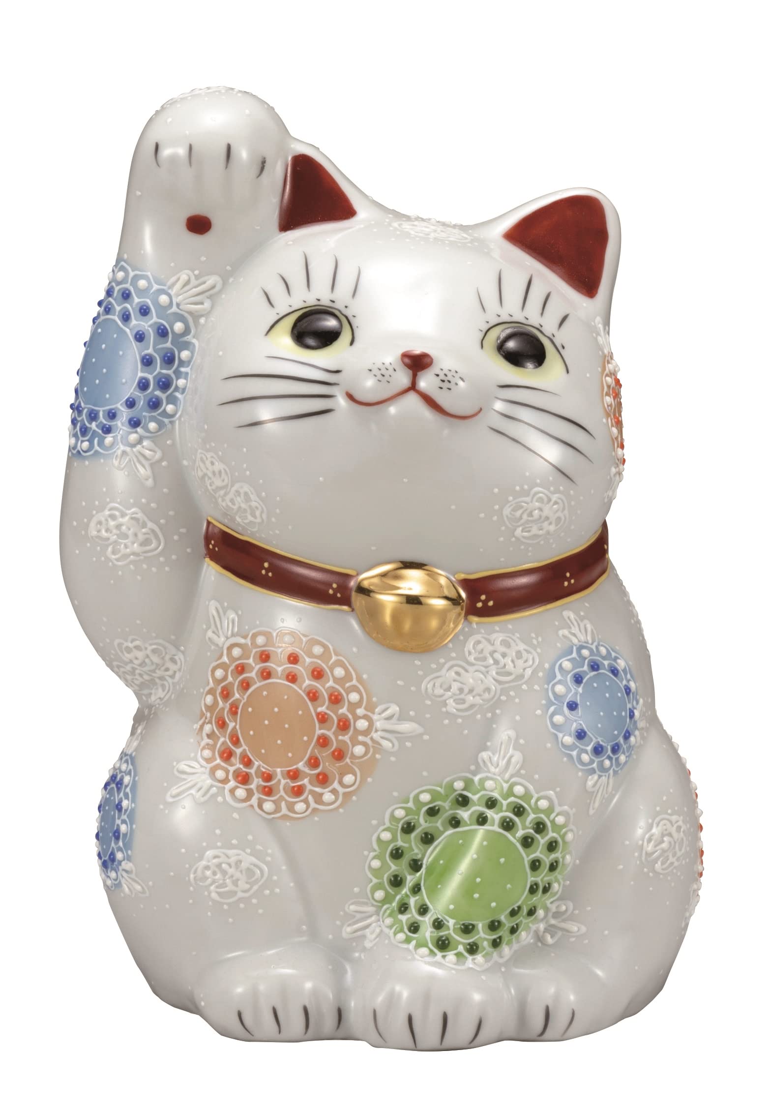 Amazon.co.jp: 九谷焼いわたや 『九谷焼』招き猫(7号)白盛 K7
