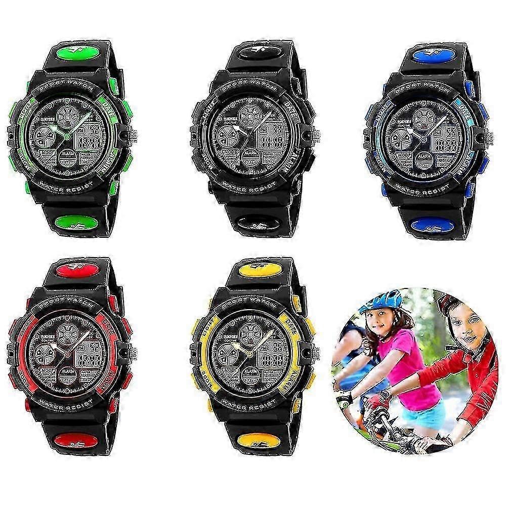 Reloj digital para niños, reloj digital deportivo al aire libre, multifunción, impermeable, con luz LED