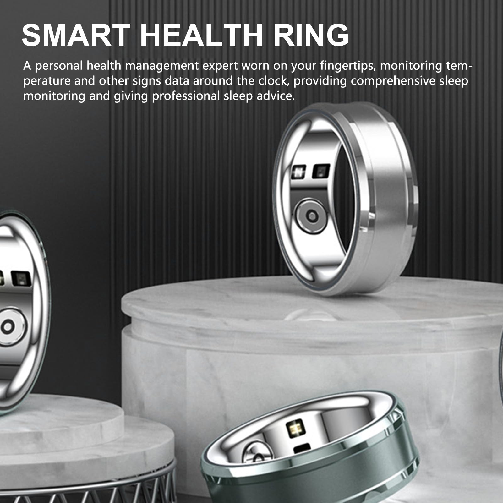 Smart Ring, Smart Health Ring. Smart Health Finger Ring with 400mAh Charging Case, Sports Ring Waterproof for Daily Life, Outdoor Sports, Fitness, (Size 23 20.6mm ID for 64.6mm