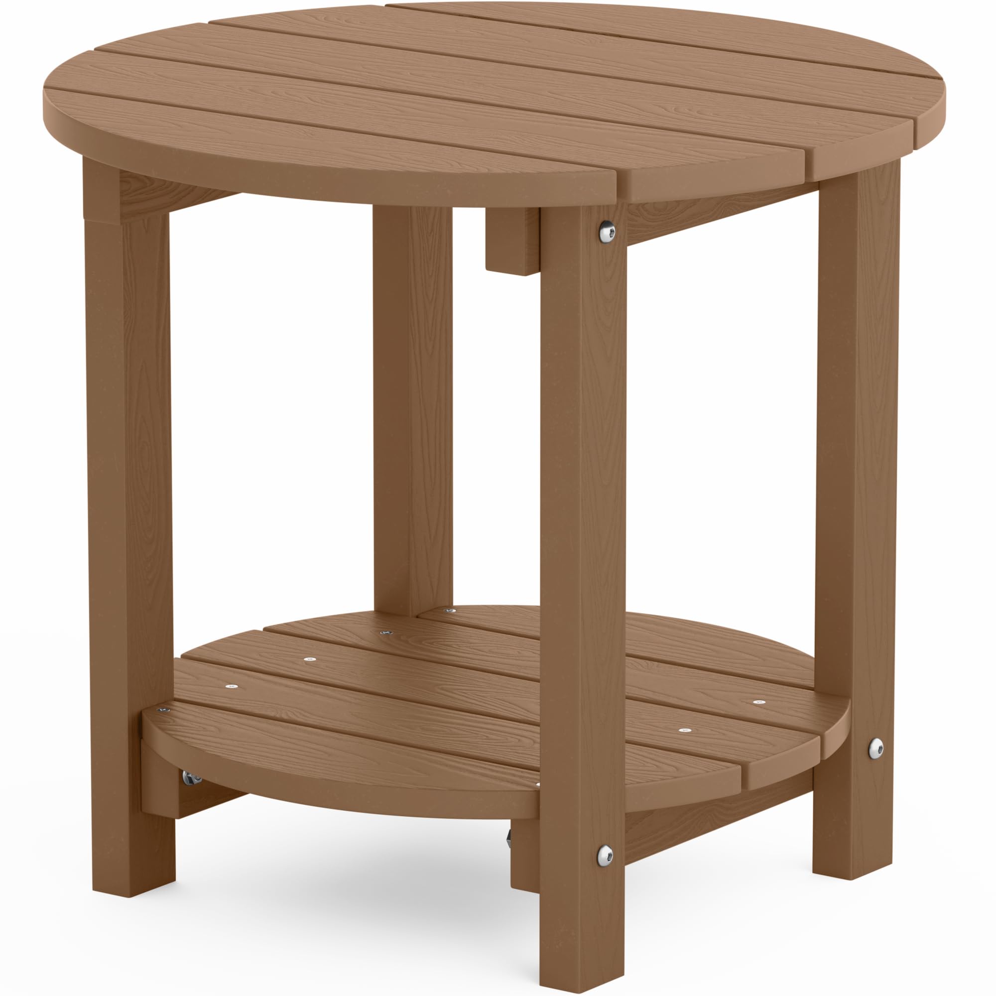 YEFU Adirondack Side Table, 18" Double Outdoor Side Table, Poly Lumber end Table, Weather Resistant for Indoor, Patio, Pool, Porch, Backyard-Teak