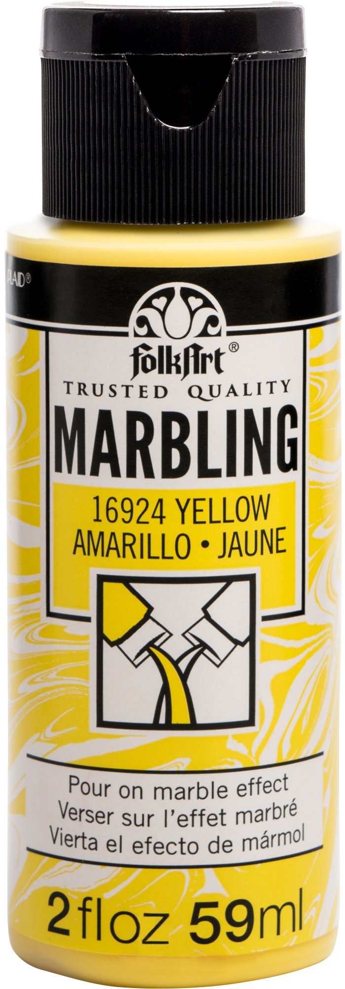 Plaid Folkart Marbling Paint 2Oz-Yellow