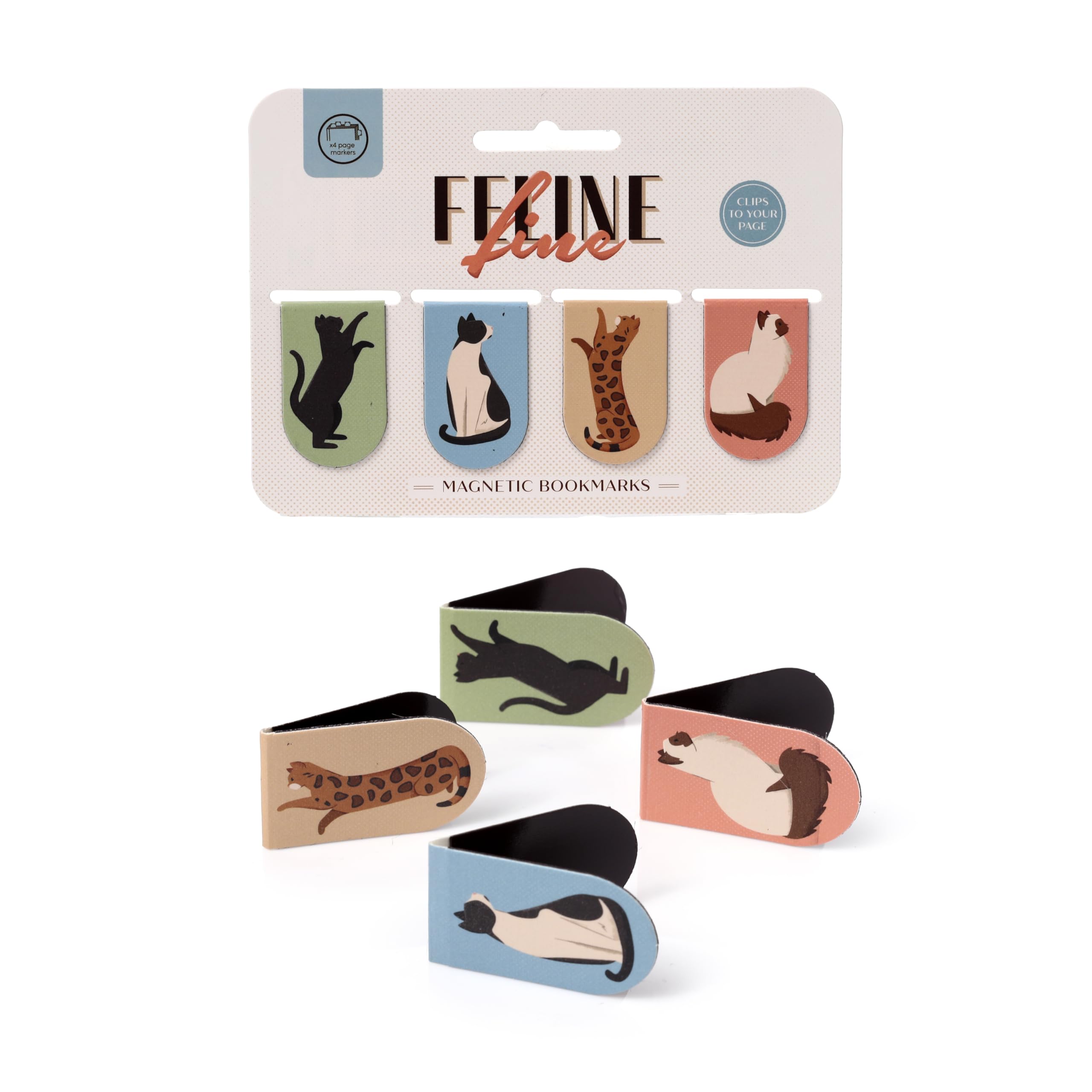 Puckator Feline Fine Cats (New) Magnetic Bookmark Set