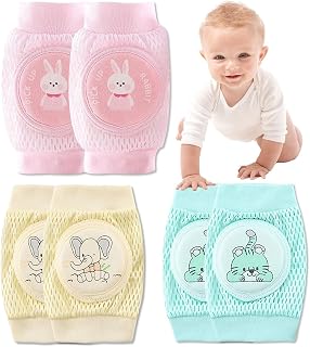 Rodilleras Bebe Gateo, rodilleras bebe，rodilleras gateo，3 Pares Transpirable Rodilleras Antideslizantes para Bebé Protectores Rodillas para Bebé Unisex，rodilleras para bebe gatear(0-3 años)