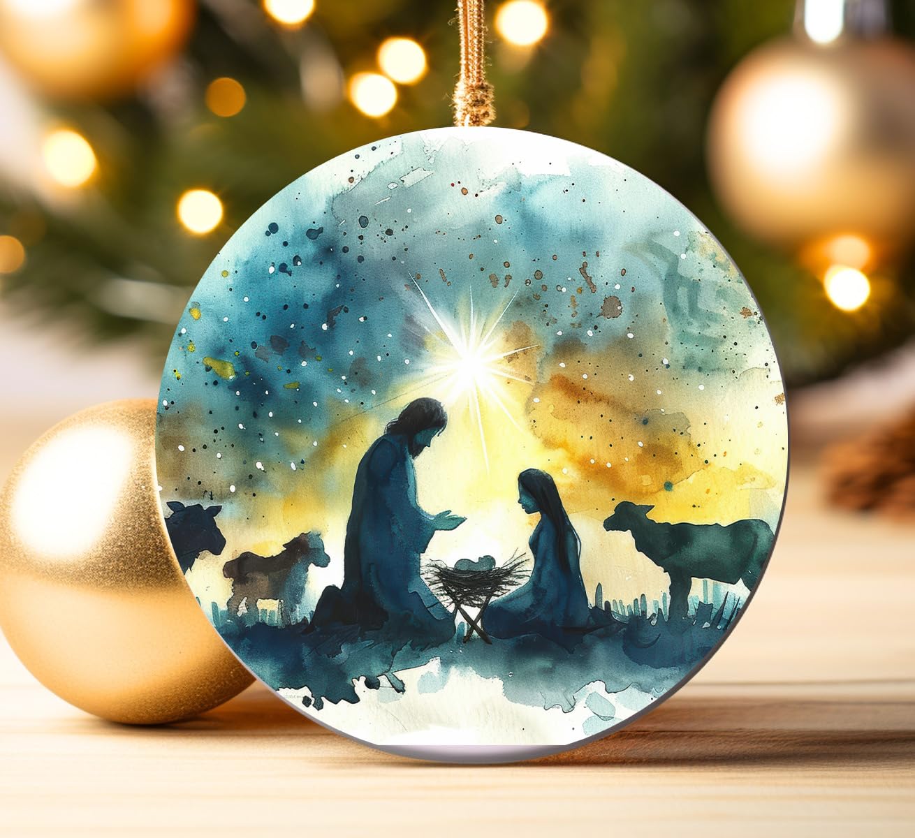 Colourbat Bauble Only Nativity Christmas Ornament, Christmas Holiday Decorating, Jesus Ornament, Unique Christmas Decoration, Colorful Christmas Ornament (Bauble Only)