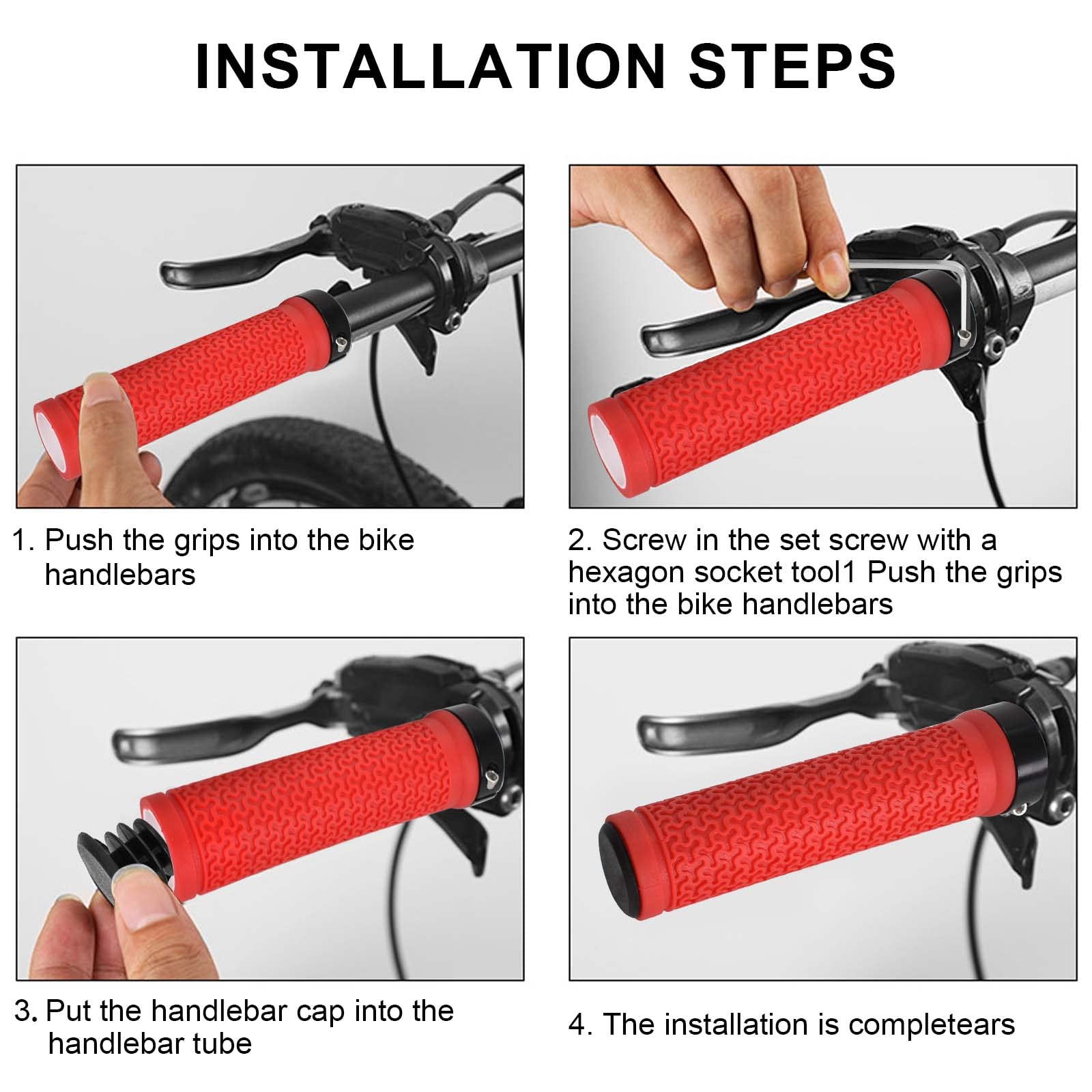 Manopole Per Manubrio Bici Universali - Impugnature Antiscivolo In Gomma Con Chiusura Alluminio Per MTB - Foto 2