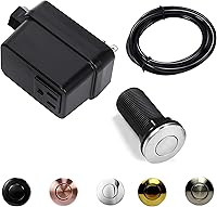 Vista 63 de 2.5" Long Single Outlet On/Off (Black) Air Switch Garbage Disposal Push Button with Cord, Kitchen Sink Top Switch, Garbage Disposal Kit for Waste
