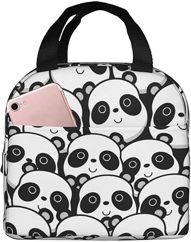 Bolsas de almuerzo aisladas, bolsa de almuerzo a la moda, reutilizable, bolsa de almuerzo gourmet adecuada para viajes, picnic, oficina (lindo panda