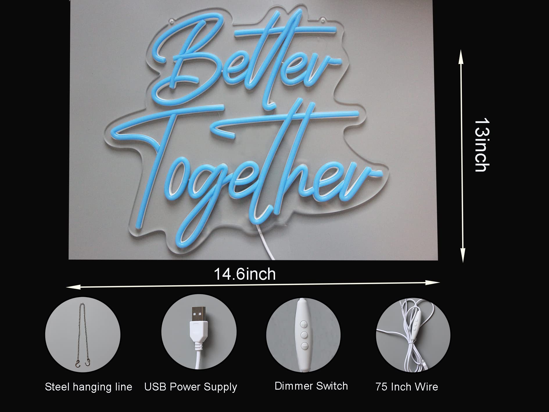 Amazon.co.jp: DAKABUKA Better Together ネオンサイン ブルーLED