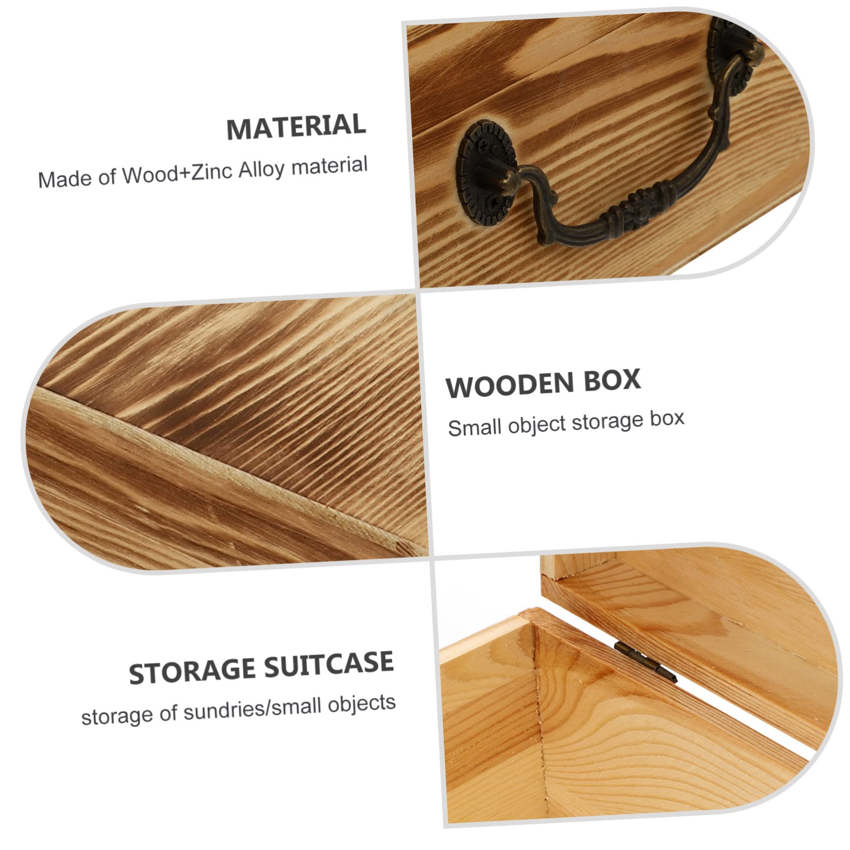 SOLUSTRE Vintage Holzkiste mit Griff, Aufbewahrungsbox, Kohleschwarz