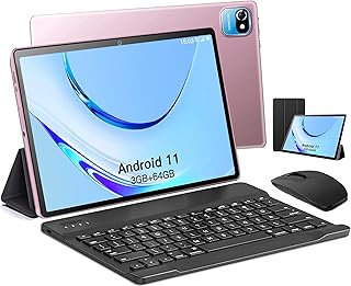 AOYODKG Tablet 10 Inch (WiFi, 64GB + 256B TF Expandable) Android 11 Tablet Octa Core 2.0Ghz, 5MP + 8MP Camera, Bluetooth, 6850mAh/Google GMS/GPS/Type C/Metal, Tablet PC 1920 x 1200 HD Display (Pink)