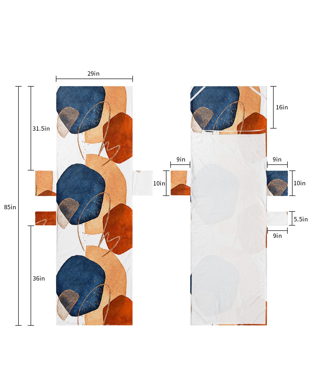 Boho Art Beach Pool Patio Lounge Chaise Chair Cover Towel with Pockets,Absorbent & Quick Dry Microfiber Towel Cover Bag Summer Travel Accessories for Sunbathing Orange Blue Abstract Modern Painting