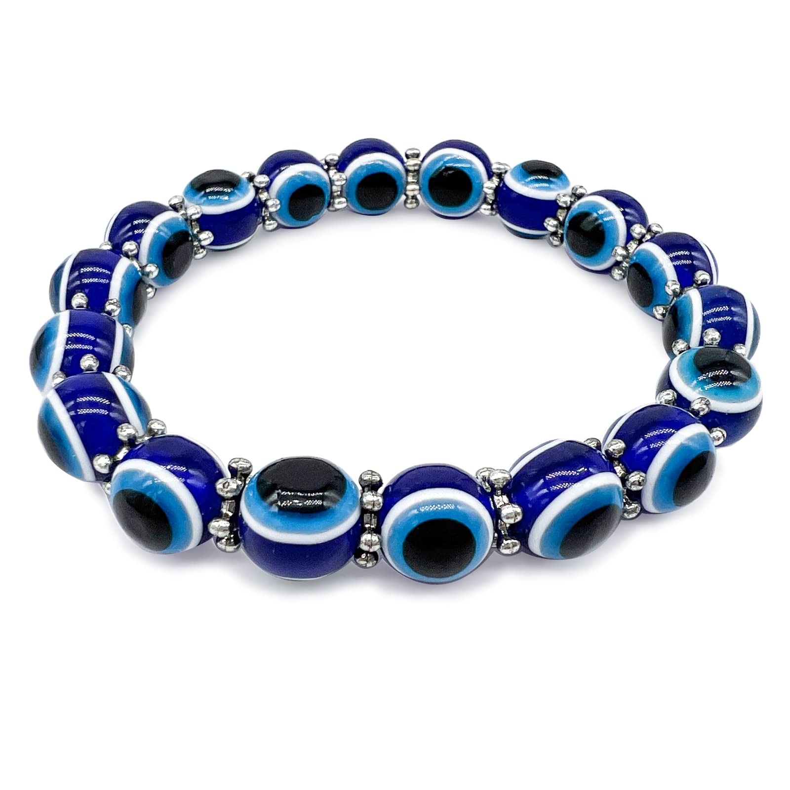 OXOXEYE Evil Eye Bracelets for Men Women Good Luck Bracelet for Protection Handmade 10mm Turkish Blue Eye Bead Stretch Bracelet Teen Girls Boys, 7 Inch, Resin, beaded、resin (B09X12JTLP) Amazon Price History, Amazon Price Tracker