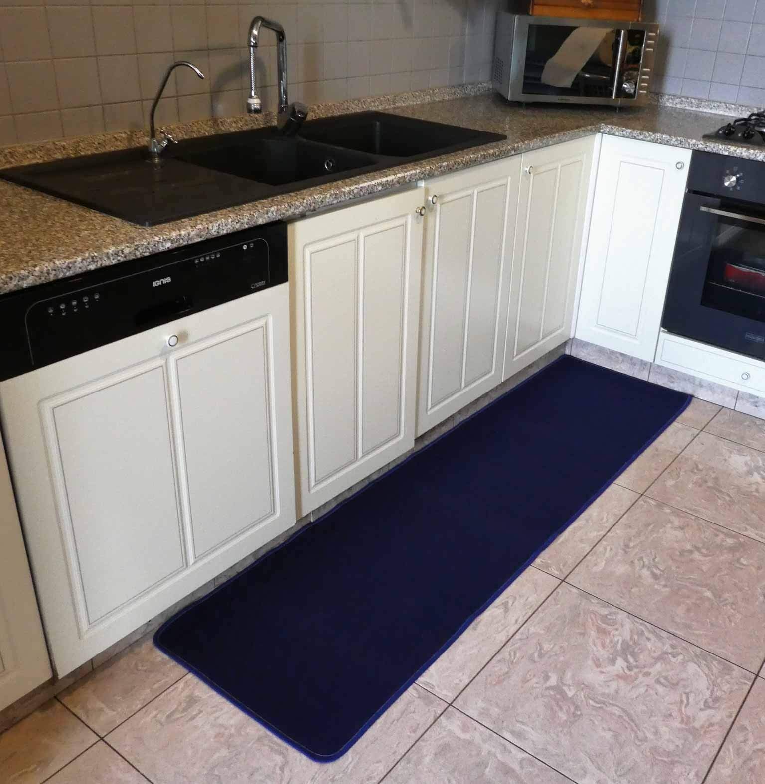 CASA TESSILE Antypoślizgowy chodnik kuchenny, szerokość 50 cm, ARIEL - BLU SCURO, 280 cm