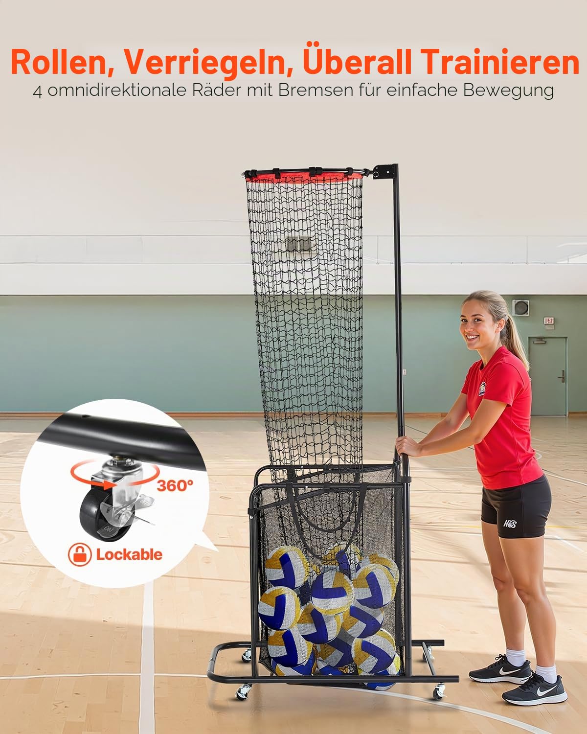 VEVOR Volleyball-Trainingsnetzsystem, 20,3 x 3,5 x 3,4 m, Pitching-Übung/Spiking-Übung/14 Netz, tragbare Netzstation, einfache Einrichtung für drinnen und draußen, Zielnetz zum Servieren von