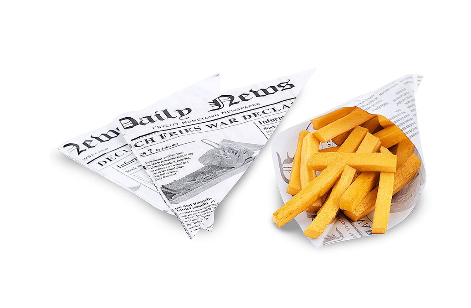 Kerafactum Lot de 20 Cornet frite Cornet Papier étanches à la graisse Papier Frites pour frite fish et chips Cornet de Frites mo
