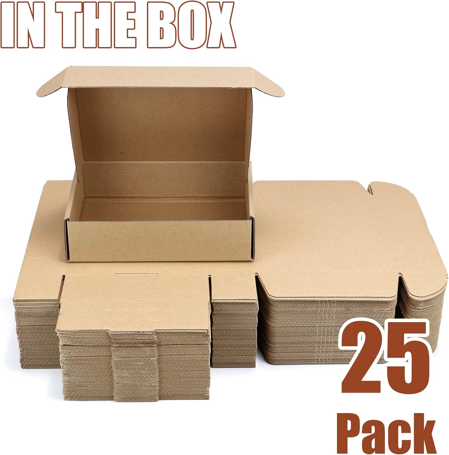 BJADE'S Shipping Boxes 8x6x2 Inches,25 Pack Medium Corrugated Cardboard Mailer Box for Mailing,Presents Packing,Moving and Storage