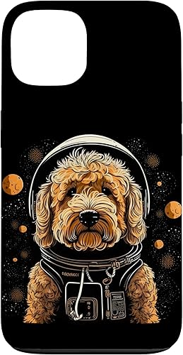 Funda Goldendoodle para iPhone 13 Outer Space Golden Doodle on Galaxy Astronaut Goldendoodle