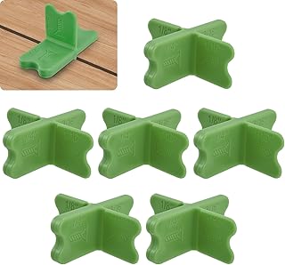 6 Pcs Multi-Thickness Deck Spacers Tool, 1/16", 1/8", 3/16", 1/4" Gap Sizes, Durable ABS Plastic for Pressure Treated Wood & Composite Decking