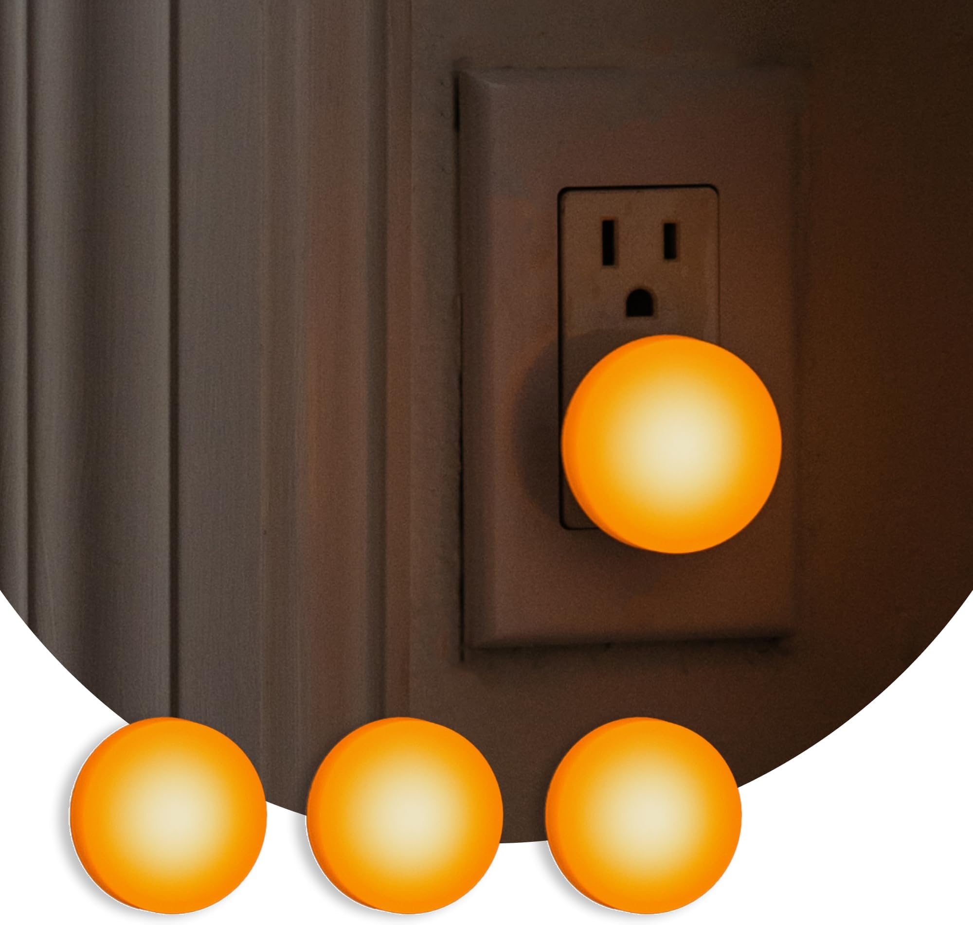 Night Lights Plug into Wall - 0.5W Plug in Night Light - Warm Amber Glow, Wall Light Sensing Dusk to Dawn - 2000K, UL Certified - Nightlight for Bathroom, Hallway, Bedroom Decor, Kitchen,3-Pack