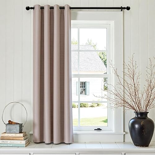 Miniatura 1 de jinchan - Cortina oscurecedora con textura de lino, de 72pulgadas de largo, con aislamiento térmico y ojales, para sala de estar y dormitorio,