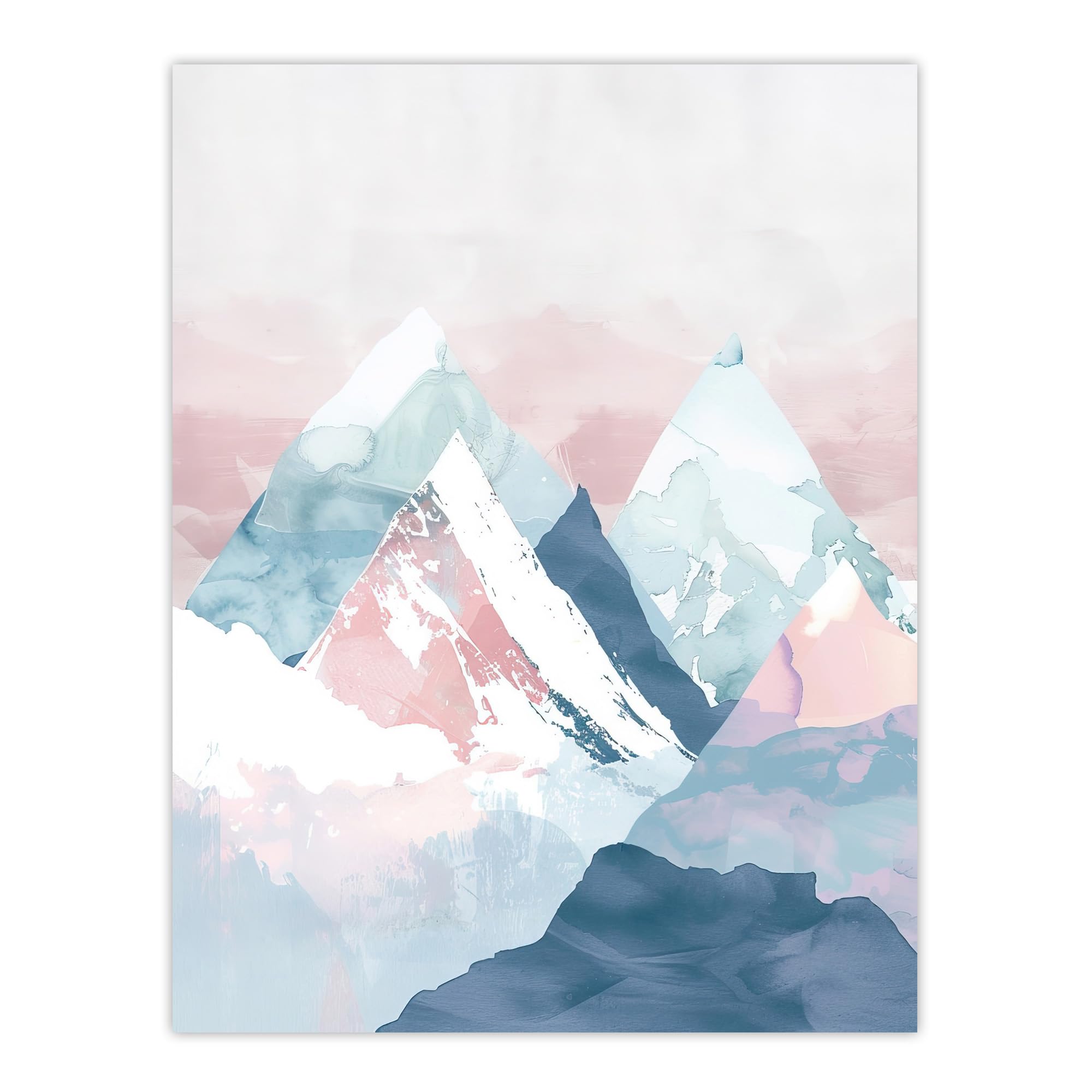 Artery8 Misty Morning Snowcapped Mountain Range Pastel Living Room Large Wall Art Poster Print Thick Paper 18X24 Inch