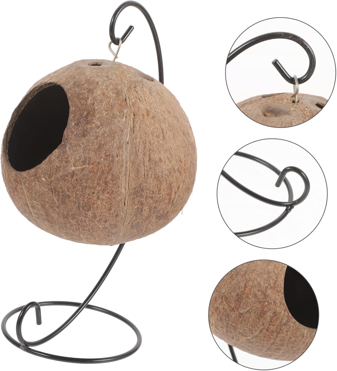 1set Hanging Coconuts Bird Breeding Nest Rack Cozy Sleeping House for Parakeets Natural Coconut Shell Material for Nesting and Mating Bird Cages