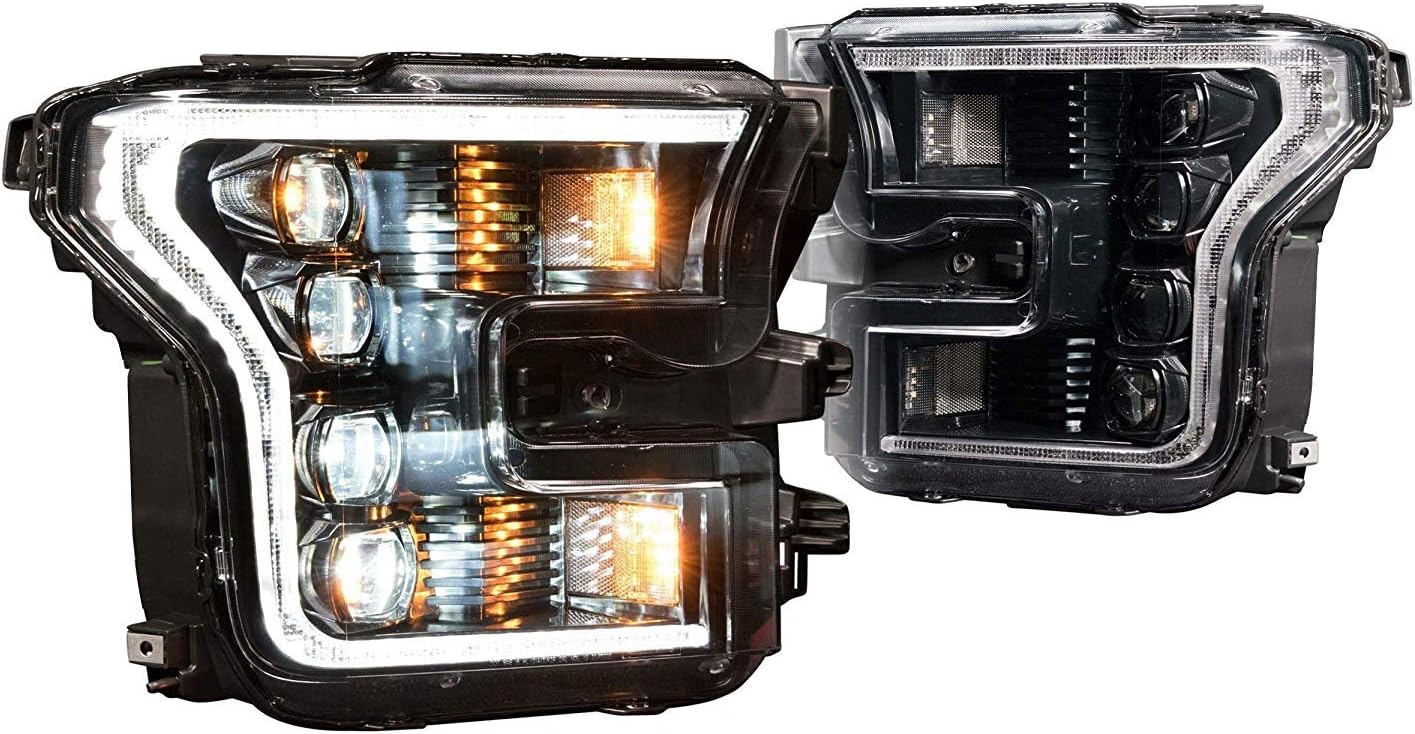 XB LED Headlights, Plug and Play Headlight Housing Upgrade, Fits 2015-2017 Ford F150, DOT Approved LED Assembly with Switchback Sequential Turn Signals & UV Coated Lenses (1x LF502.2-ASM)
