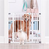 Carlson Extra Wide 29.5-36.5” Dog Gate with Small Pet Door - Pressure Mounted Walk-Thru Metal Pet Gate for Doorways & Stairs