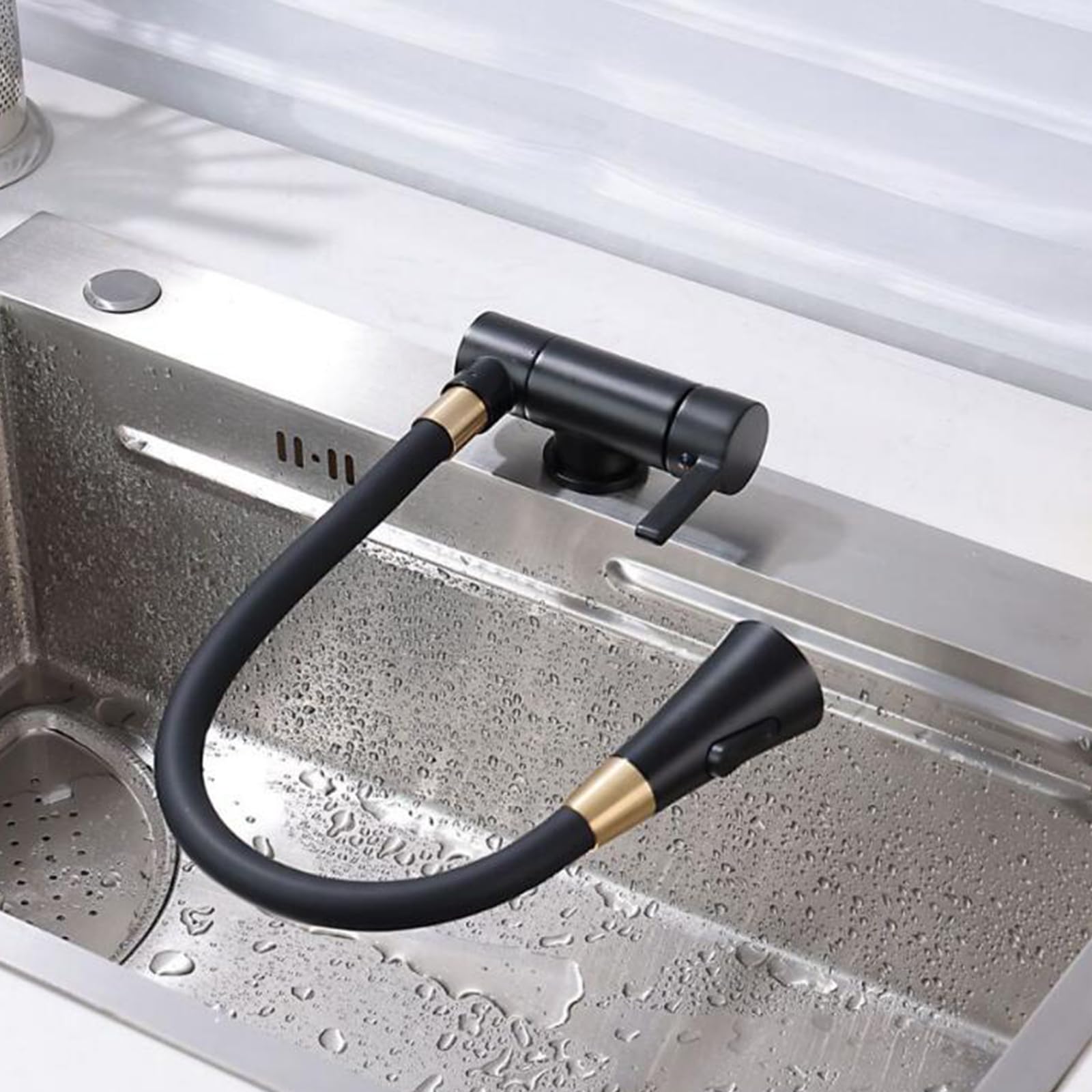 Robinet d'évier de cuisine pliable flexible mitigeur laiton 2 jets poignée unique