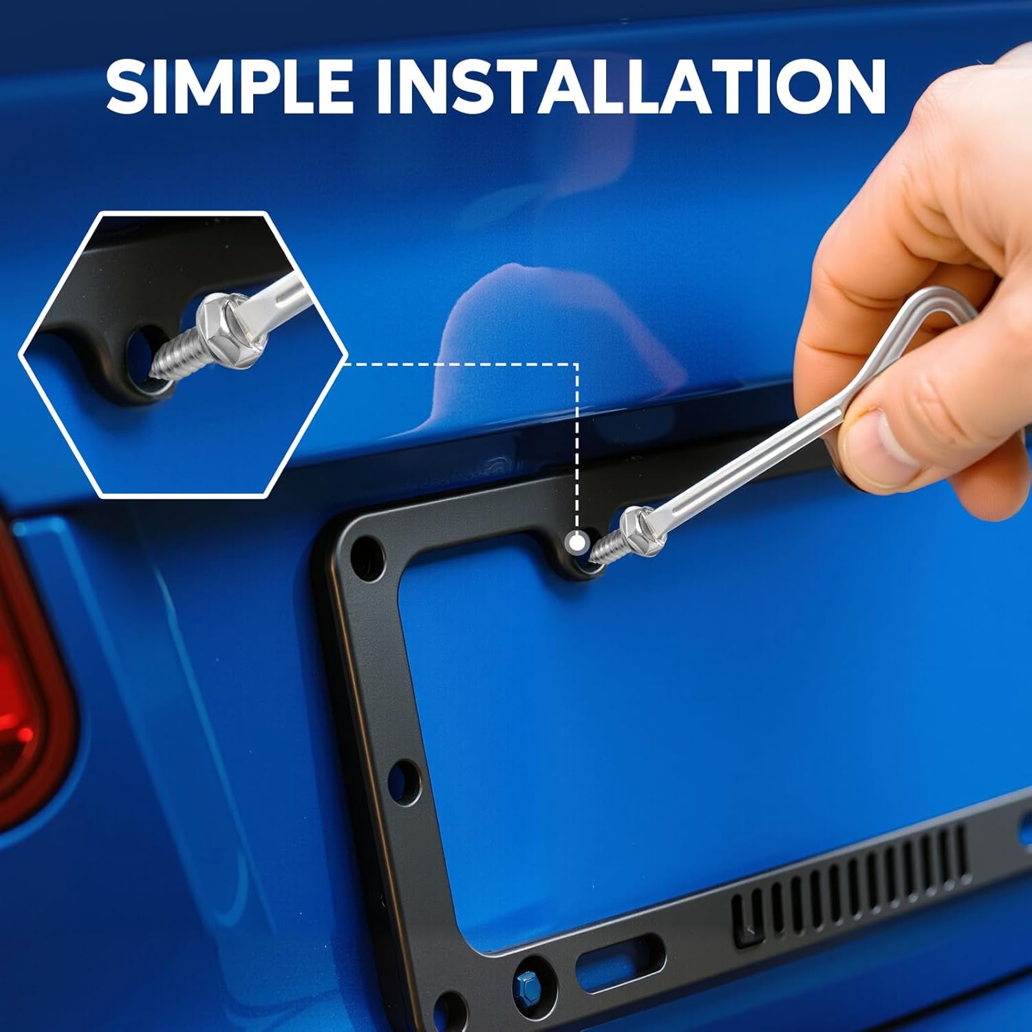 8PCS License Plate Screws for Car, Rustproof Stainless Steel Screws, License Plate Bolts, Stainless Fasteners for License Plates with Screwdriver (Black + Silver, 8 PCS) - Image 5