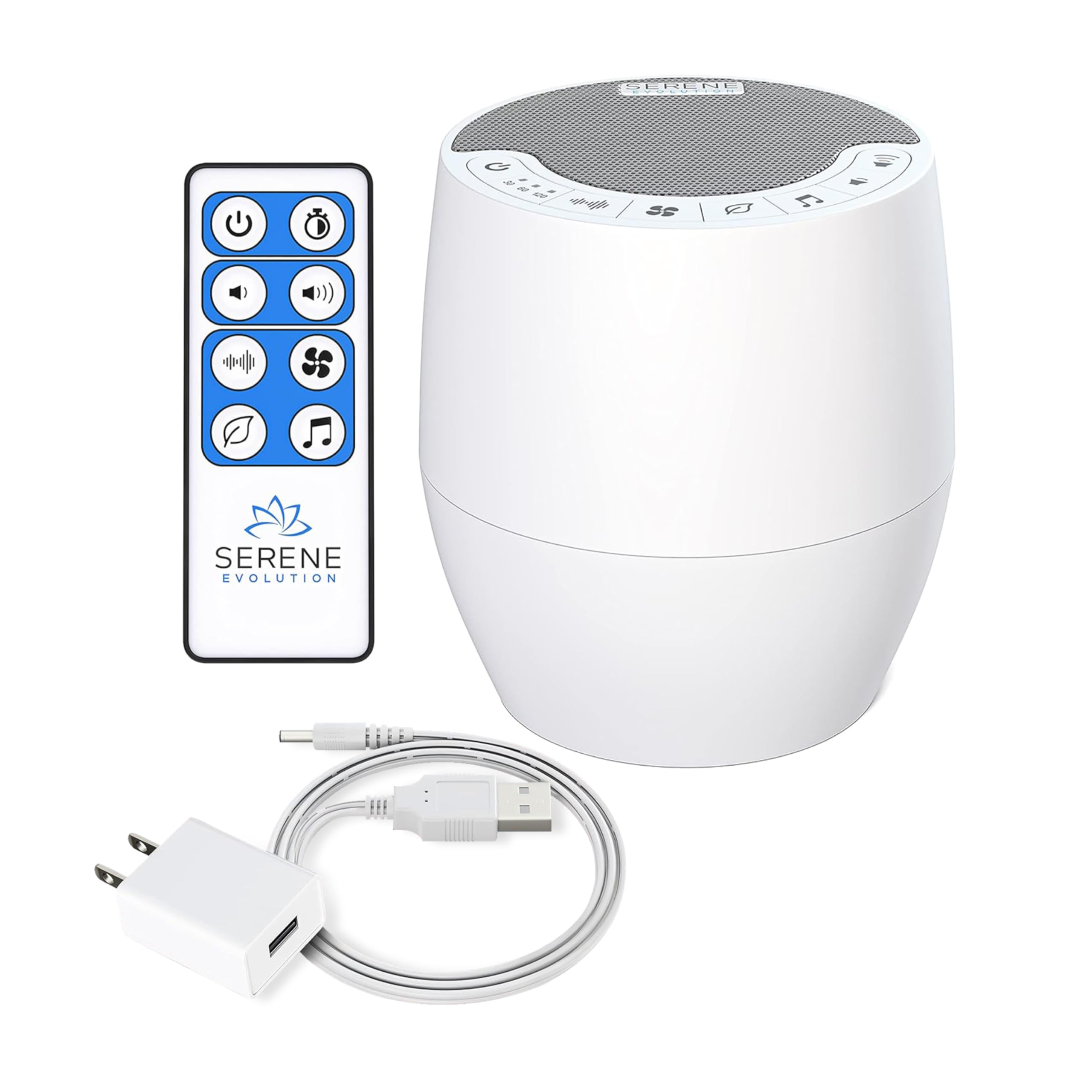 Serene Evolution White Noise Machine with 60 Soothing Sounds - Sound Machine for Adults and Baby - Noise Cancelling Sleep Music Machine with Remote Control - Ideal for Office Privacy - Black