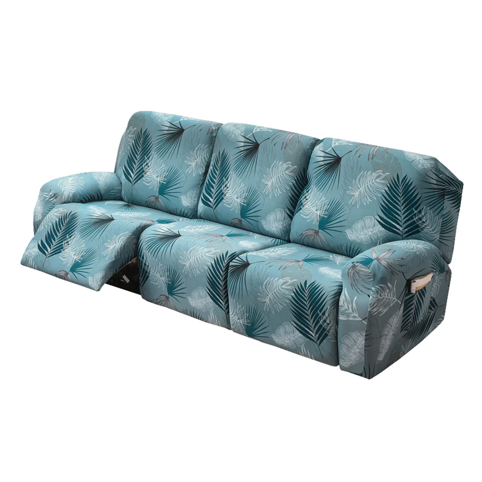 JHLD 1/2/3 Seater Stretch Recliner Cover, Printed Recliner Chair Cover With Side Pocket Machine Washable Recliner Slipcovers Recliner Protector For Living Room-B-3 seater