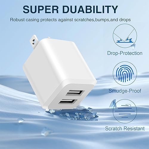 Miniatura 3 de Paquete de 3, cargador de pared USB, adaptador de corriente USB de doble puerto, cargador de bloque de enchufe, adaptador de carga rápida de pared