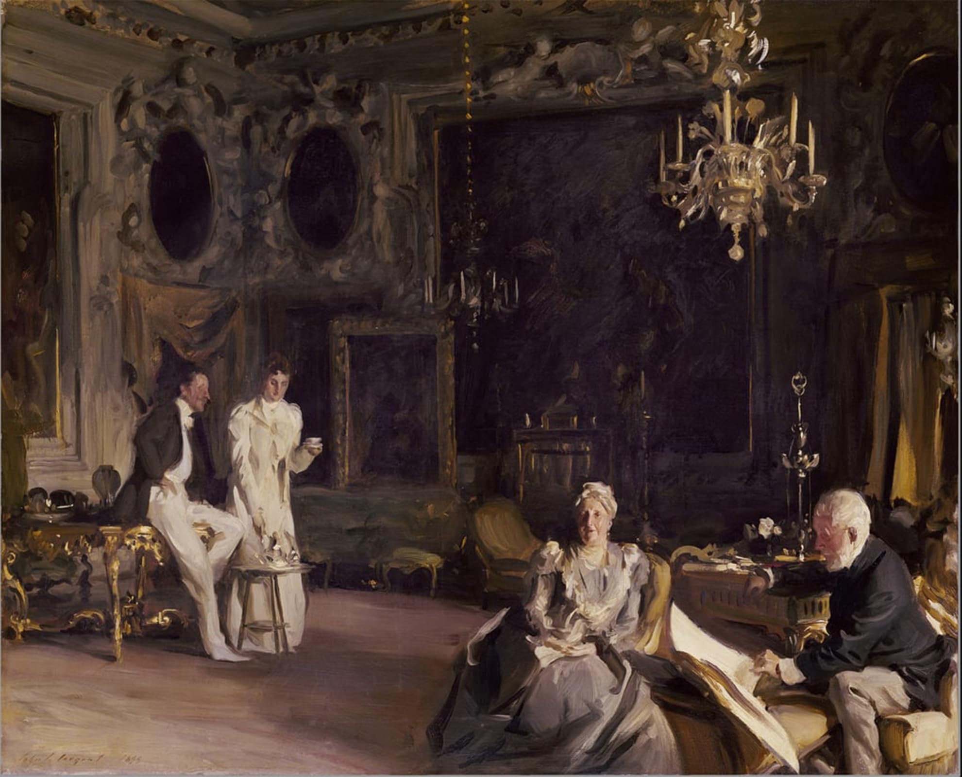 SERENDIPITP Retro Picture Poster Wall Art Pictures Painting an Interior in Venice by John Singer Sargent Wall Art Canvas Print for Wall Decor 60x90cm