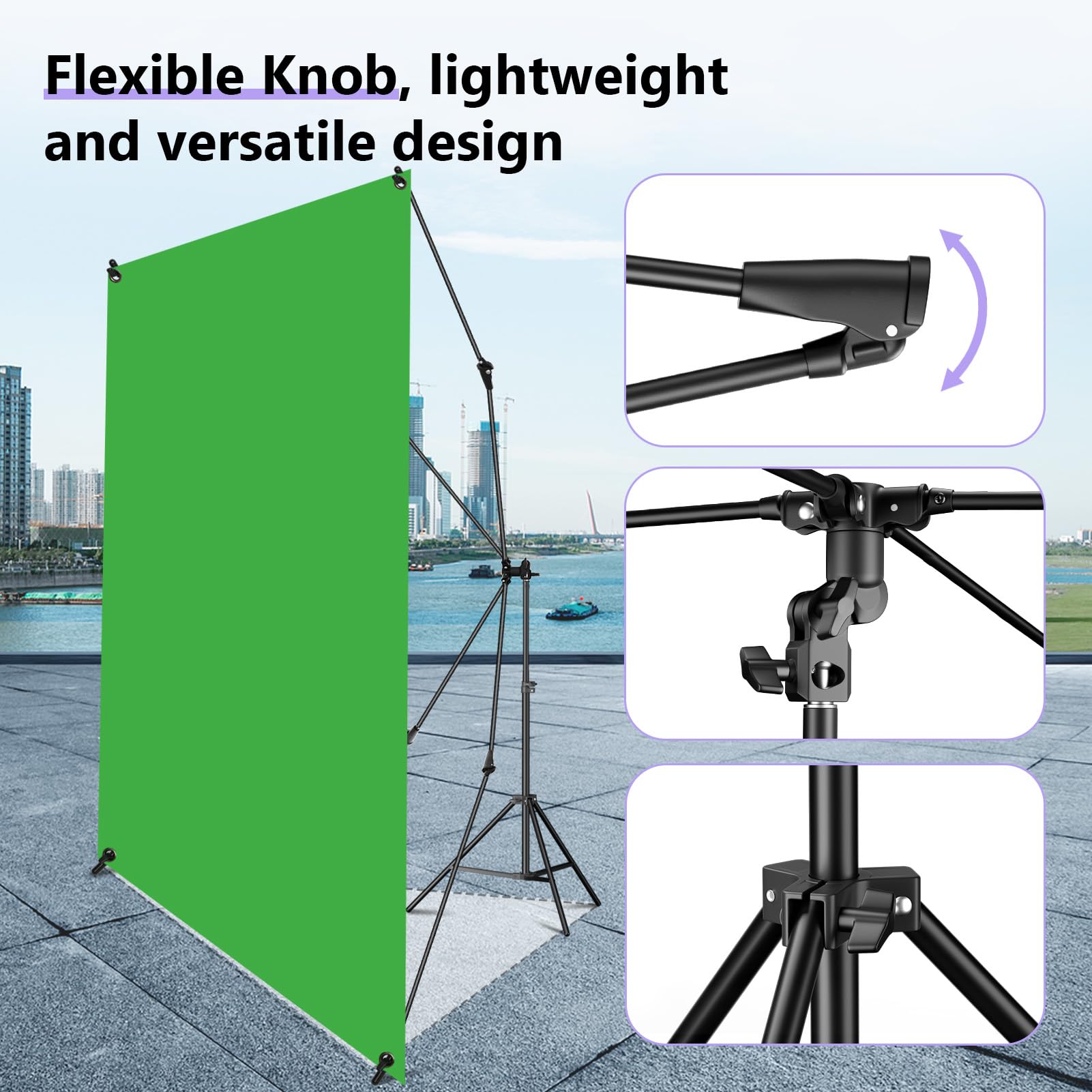 EMART 2x2 m Kit fondale schermo blu verde con supporto, regolabile
