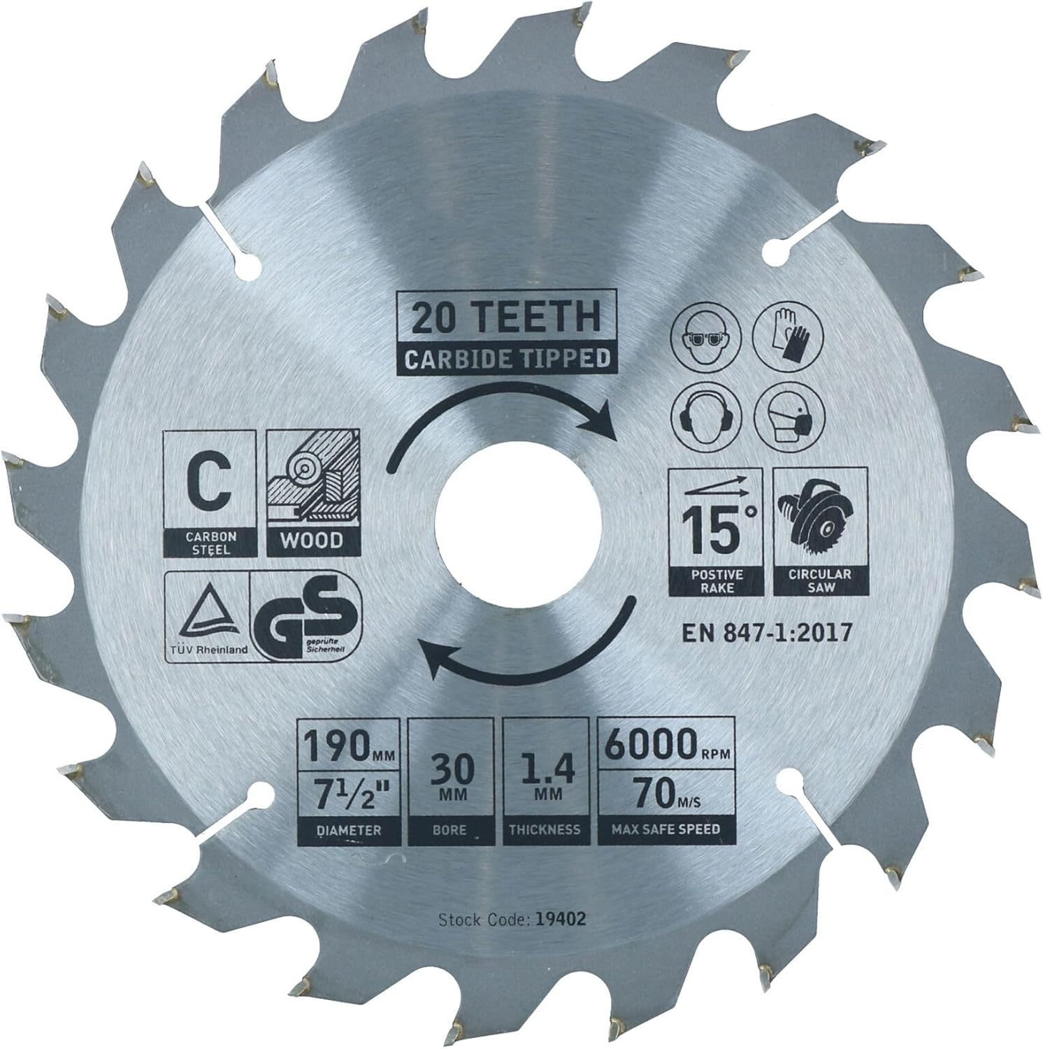 Circular Saw Blade 190mm x 30mm 20 24 40 teeth TCT Cutting Disc Wood 3pc