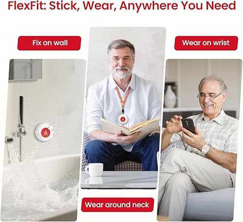 Miniatura 5 de CallToU Buscapersonas para cuidadores botón de llamada inalámbrico Sistema de alerta de enfermera más de 500 pies para el