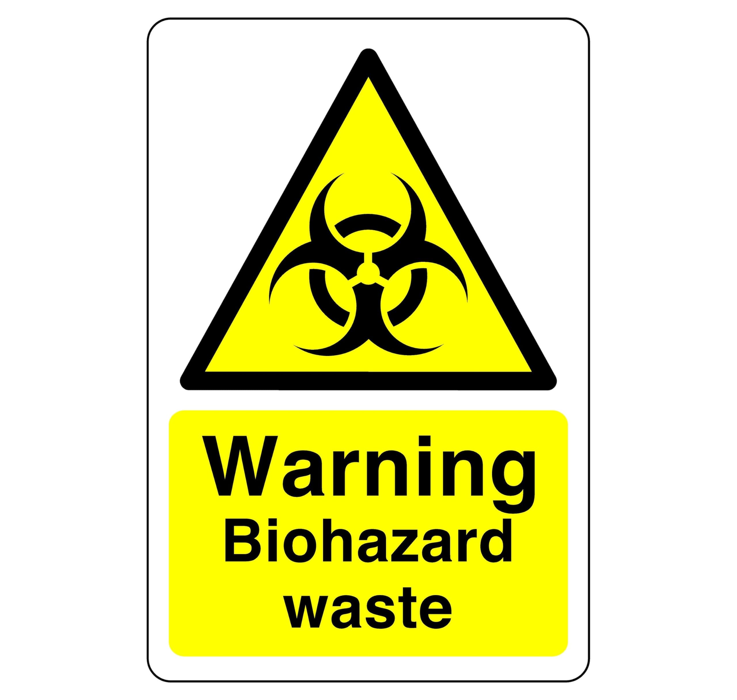 Warning Biohazard waste Safety sign - 3mm Aluminum Dibond 300mm x 200mm