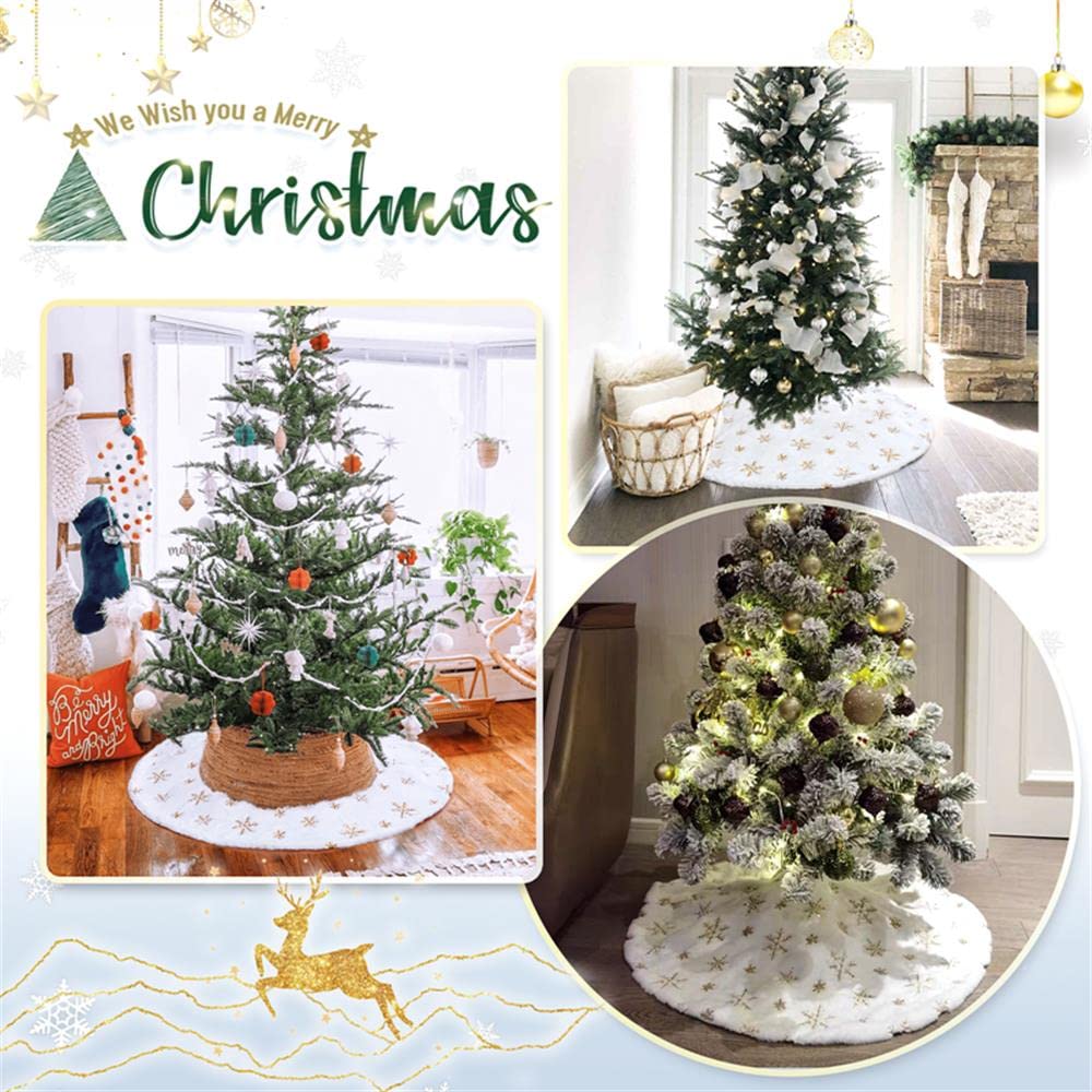 Snapklik.com : Christmas Tree Skirts 36inch Faux Plush White Tree Skirt ...