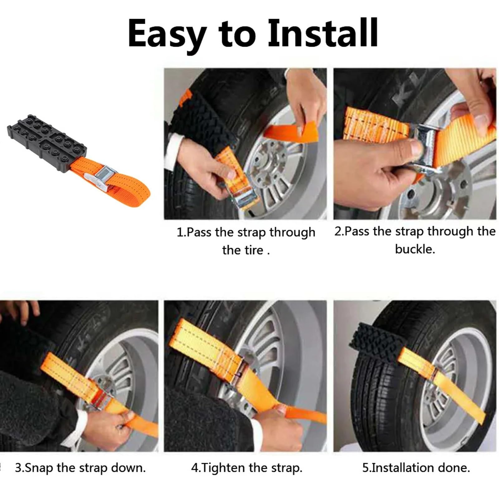 Correas de cadena de emergencia for neumáticos de arena, barro y nieve, bloques de tracción for neumáticos de coche, antideslizantes y duraderas de PU