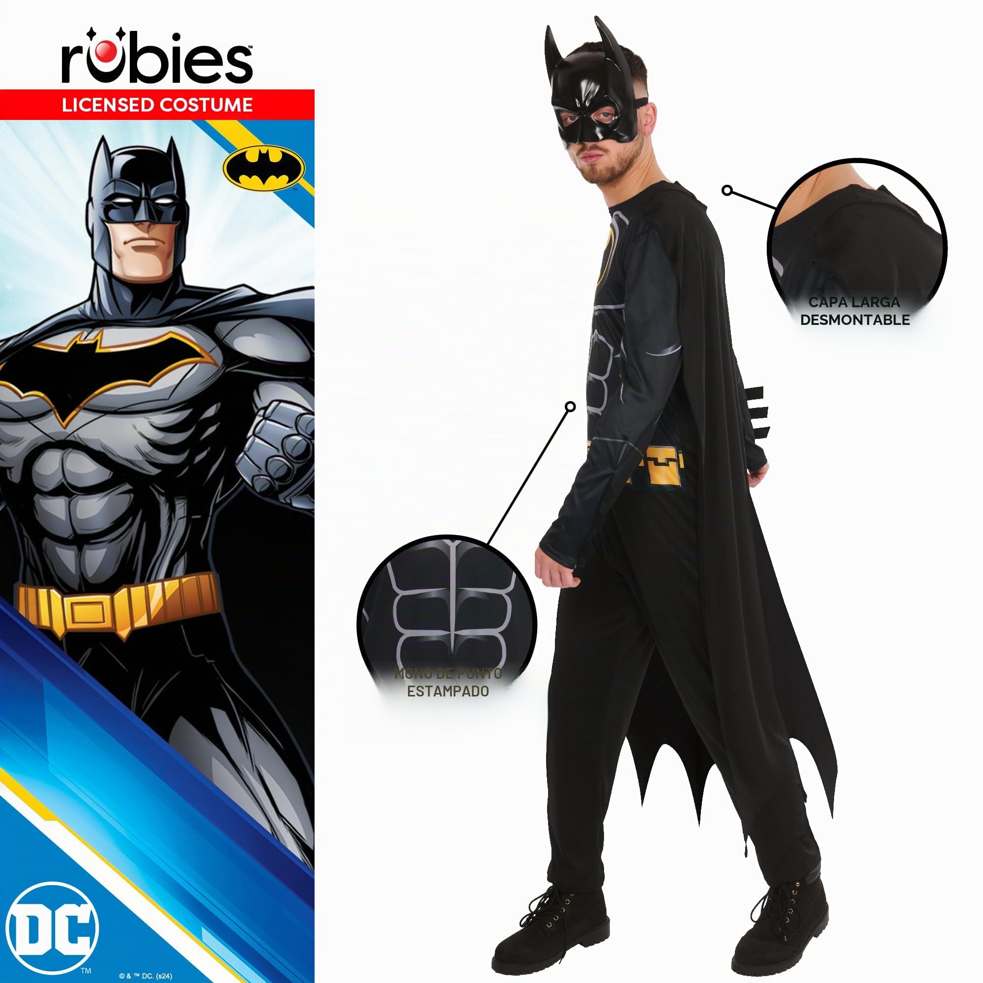 Rubie's Disfraz oficial de DC Batman para adultos, disfraz de superhéroe para adultos