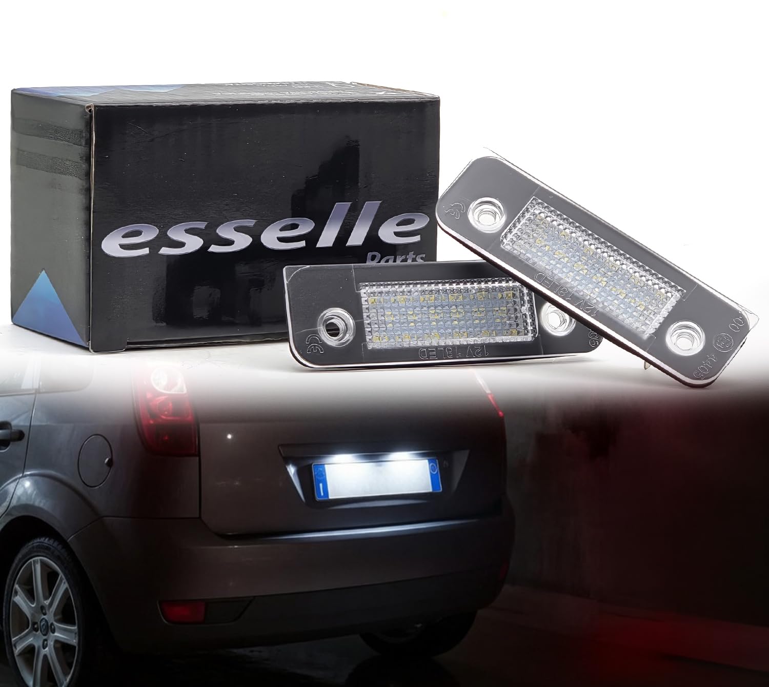 Placchette Luci Targa LED Compatibili con Ford Fiesta MK5, Fusion, Mondeo MK2 18 SMD CANBUS 6000K Bianco Ghiaccio Plug & Play