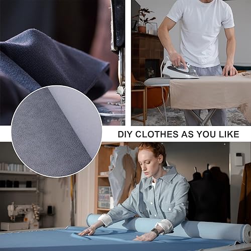 Miniatura 6 de Interfaz fusible, 11.6 pulgadas x 10.9 yardas, poliéster no tejido, interfaz de una cara para planchar, ligero, peso medio, para coser acolchados,