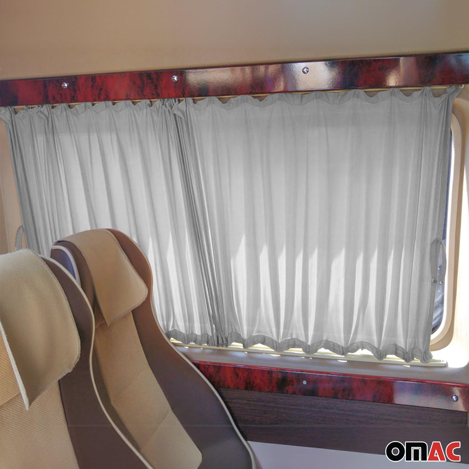 Mittlere Fenster Gardinen MAß kompatibel mit Ford Tourneo Custom 2013-2024 Kurzer Grau 1x