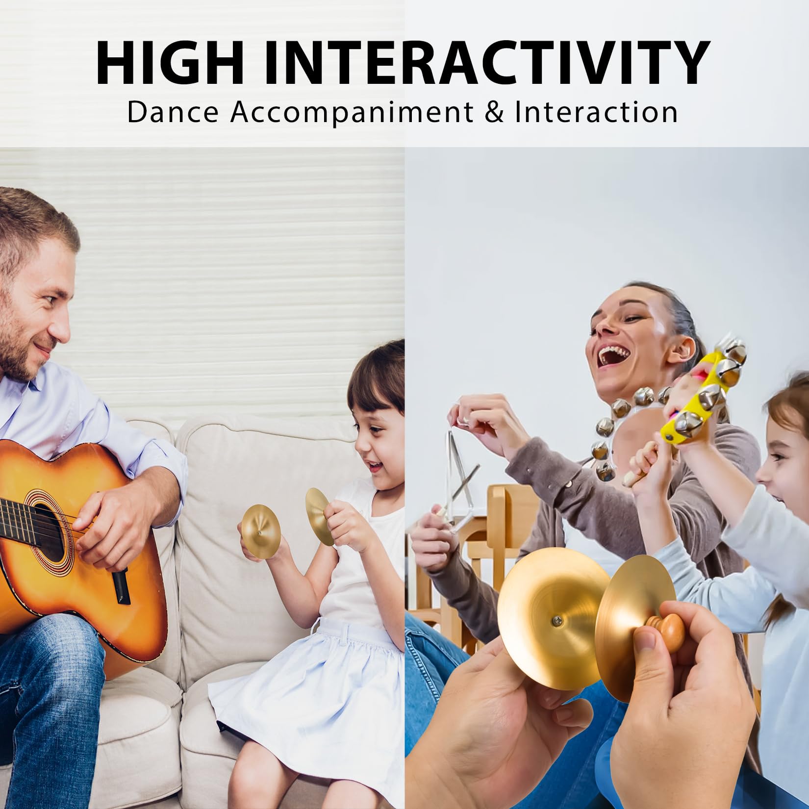 Professional Copper Finger Cymbals Pair - 3.5" (9cm) Mini Percussion for Belly Dance, Orff Instruments & Live Performances