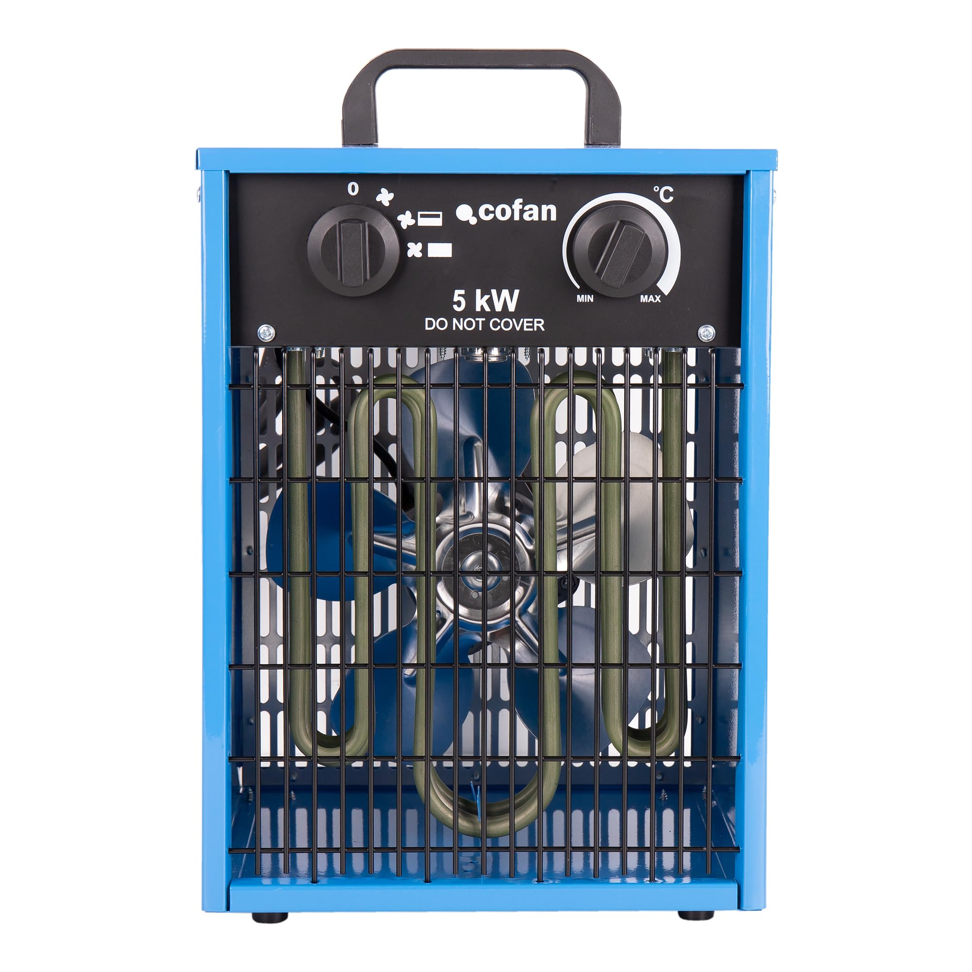 Cofan Grzejnik przemysłowy 5000 W | 3 poziomy mocy | Regulowany termostat | Funkcja wentylatora | Gniazdo trójfazowe (5 pinów) | Nadaje się do użytku przemysłowego