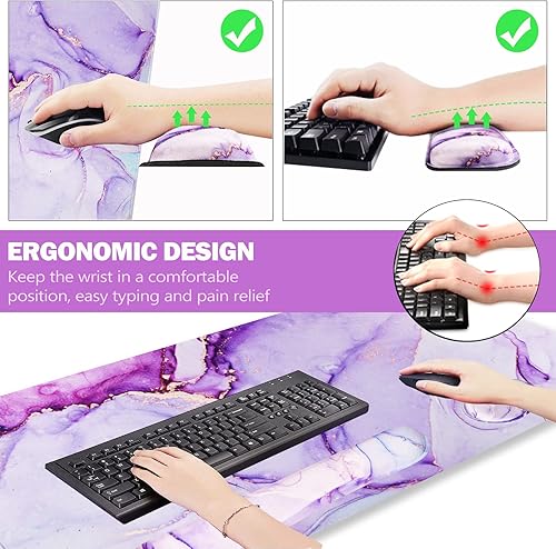 Miniatura 12 de ARTSO Juego de alfombrillas de mouse grandes para juegos, soporte para reposamuñecas para teclado + cojín de muñeca para mouse + alfombrilla de