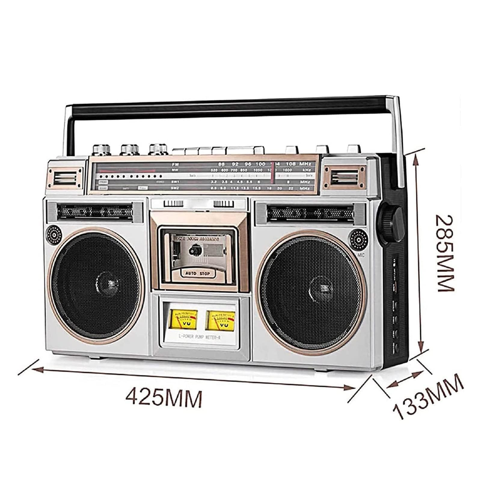 Klasyczny odtwarzacz kasetowy z motywem retro w stylu lat 80., retro odtwarzacz kasetowy Bluetooth z radiem FM i Dab+, nagrywanie USB, radio kasetowe, magnetofon do spotkań rodzinnych, podróży